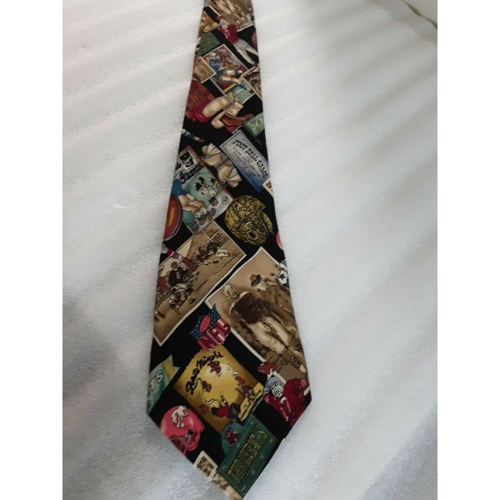Hand Sewn 100%  Silk Necktie By Nicole Miller Football Sports Theme